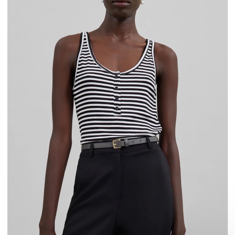 The Frankie Shop DAYA TANK TOP - BLACK/WHITE STRIPE S